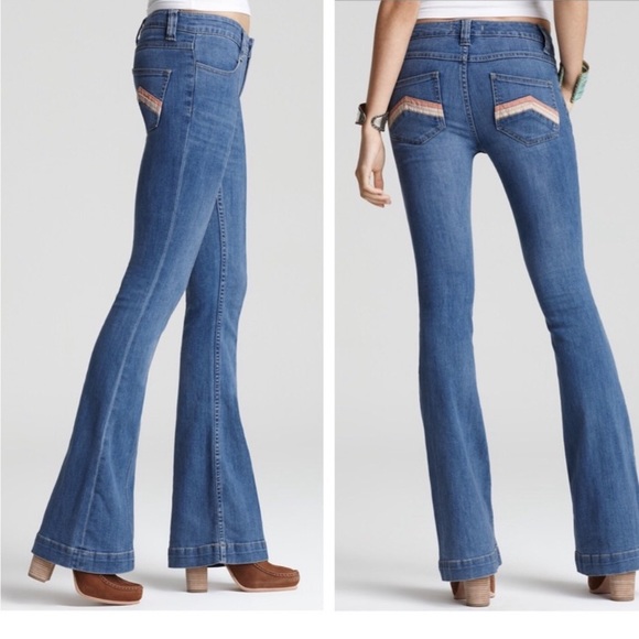 Free People Denim - {Free People} Pintuck LA Disco Boho Flare Jeans